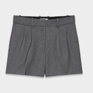 Aritzia Babaton Charcoal Grey Pleated High Waist Trouser Shorts, Size 4